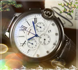 Ünlü lüks moda kristal erkekler saatler 43mm kuvars gerçek deri kemer kronometre klasik atmosfer işi İsviçre saati saat masası hediyeleri