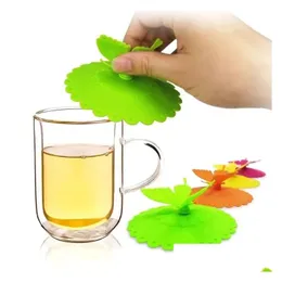 Drinkware Lid Cute Futterfly Sile Cup Lids Läcksäker Colorf Lovely 3D Leaves er Dammtät Seal For Mug PartiALE TT1216 Drop Deliver DHN96