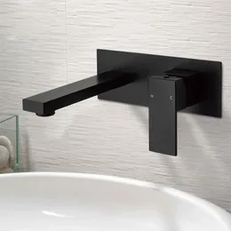 Bathroom Sink Faucets Black Style Matte Brass Wall Mounted Basin Faucet Single Handle Mixer Tap & Cold Water