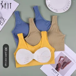 Joga strój sfit sfit bluzki czołgów push up przycięty top do żeńskiego stanika stała kolorowy kolor swobodny seksowna bielizna z wirerefree camisole