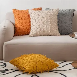 Yastık pamuk sarı gri kapak geometrik püsküller kapaklar dekoratif kanepe yan yana bohem atış yastıklar dekor ev
