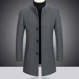 Misto lana da uomo Fashion Leisure Boutique Business Tinta unita Slim Coat Trench Jacket 230107