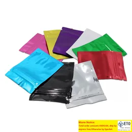 Glossy Purple 100 Pack Zipper Lock Aluminum Foil Heat Sealable Food Storage Bags Foil Mylar Resealable Smell Proof Pouch