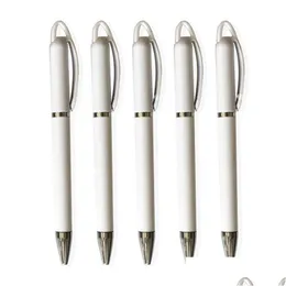 Ballpoint Pens Сублимация пустая ручка теплопередача персонализированный Diy металлические кольца Roller Ball School Support Supply Drop Drow Bus Dhneo