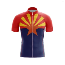 Męskie koszulki Mężczyzn Men Jersey Bike z krótkim rękawem dla Arizona Regional Flag Striped Maillot Ciclismo Lekkie rower