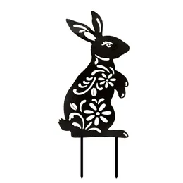 Påskfest kanin trädgårdsdekorationer stav akryl ihålig ut kaninformad utomhus djurkonst gräsmatta trädgård silhuett