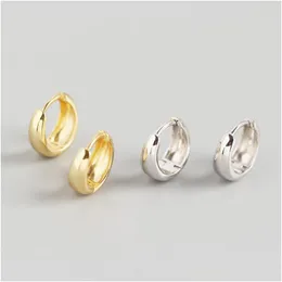 Silverkvinnor örhängen 100 925 Sterling Sier Wide Surface Stud Earring /Gold Color Female Circle Hoop Drop Delivery Jewelry Fine Dhtwe