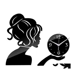 Wall Clocks Wholesale Clock Reloj De Pared Horloge Large Decorative Living Room Modern Quartz Watch Diy 3D Stickers Drop Delivery Ho Dhdzw