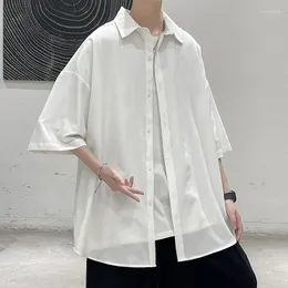 Männer Casual Hemden LEGIBLE Solide Männer Sommer Oversize Kurzarm Männliche Koreanische Hemd Für Mann