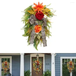 Fiori decorativi Ghirlanda d'autunno Decorazione Porta d'ingresso Hanging Simulation Plant Halloween Thanksgiving Garland Harvest Christmas Decor