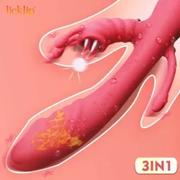 Erwachsene Massagegerät Licklip 3 in 1 Zunge lecken Dildo Vibrator weibliche G-Punkt Vagina Klitoris Stimulator Heizung Kaninchen Vibrator Sexspielzeug für Frauen