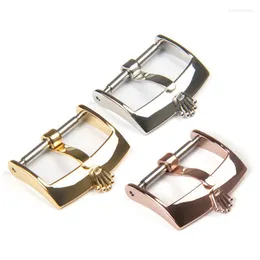 Cinturini per orologi Cintura con fibbia ad ardiglione in acciaio inossidabile Cintura lucida 16 18 20 mm Chiusura con cinturino in pelle oro argento