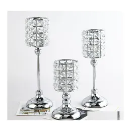 Ljush￥llare Kreativitet Crystal Holder Retro Metal Vertikal ljusstake Br￶llop Julhelghem Dekoration Candelabrum Gift Dhejx