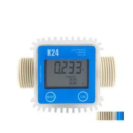 عدادات التدفق 1 PCS K24 LCD Turbine Digital Fuel Meter يستخدم على نطاق واسع للمواد الكيميائية Water1 Drop Droff Office Business Industria DHMQQ