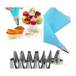 Baking Pastry Tools Decorating Tip Sets 16 Pcs/Set Cake Making Frosting Nozzles Bags Converter Coupler Cupcake Drop Delivery Home Dhewz