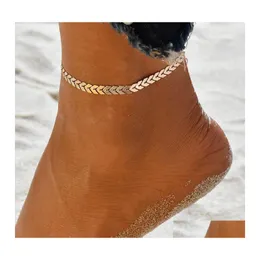Cavigliere Bohemian Arrow Cavigliera Bracciale per donna Catena in metallo Paillettes Spiaggia estiva Gamba femminile Gioielli Drop Delivery Otezp