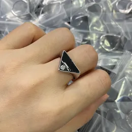 Wedding Rings Letter ring inverted triangle White and black metal punk temperament street shot master simple female PR1 --01 Jewelry party Valentine's Day Gifts