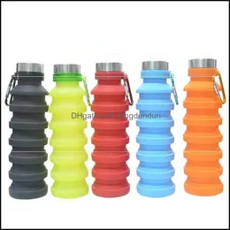 Water Bottles 550Ml 19Oz Portable Retractable Sile Bottle Folding Collapsible Coffee Travel Drinking Cups Mugs B 106 Drop Delivery H Otbvp