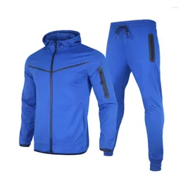 Tute da uomo Set di stoffa alla moda da uomo Giacca con cerniera a maniche lunghe Pantaloni della tuta da jogging Completi da due pezzi Tuta sportiva casual da uomo