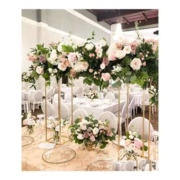 Party Decoration 5Pcs Wedding Decorations Table Centerpiece Gold Flower Stand Metal Pillar Pillars Walkway Stage Display Rack Drop D Dhrbp