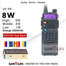 Walkie talkie uppgradera 8w baofeng uv5r 3800mAh batteri dubbla displayband bärbara UHF VHF Two Way Radio UV 5R 230109