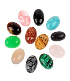 10 stcs 10x14mm Natuurlijke stenen Haling Quartz Crystal Tiger Eye Beads Oval Cabochon Traande stenen hele kralen gemengd random4104793