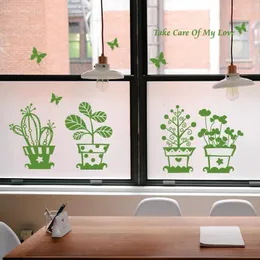 Window Stickers Film Glass Sticker Long-lasting Quick DIY Easily Remove Flower Cactus Decoration For Shop Windows