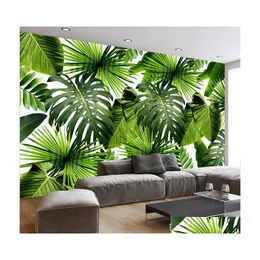 Bakgrundsbilder anpassade 3D v￤ggm￥lning TROPICAL RAIN FOOST BANANE BLEAR P O MAULS Living Room Restaurant Cafe Backdrop Wall Paper M DHLJX