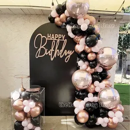 Andra dekorativa klistermärken 118 st Black Rose Gold Pink Balloon Arch Princess Birthday Balloons Garland Kit Baby Shower Girls Wedding Party Decor 230110