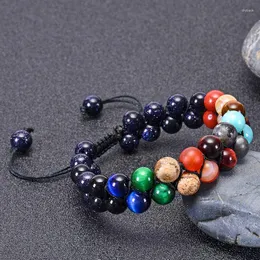 Strand Counples Jewelry Universe Milky Way Solar System Eight Planets Double-Row Bangle Olika Natural Stones Charm Armband Gift