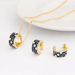 Necklace Earrings Set R&X Fashion Romantic Necklace/earrings Girls Sieraden Bridesmaid Dubai Stainless Steel Enamel African Beads Party