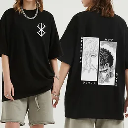 Męskie tshirts mężczyźni kobiety tshirt anime jelit Griffith Cotton T Shirt HARAJUKU Zabawne Berserk Print Tshirt Ubrania Hip Hop Tops Tees Summer 230110