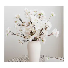 Dekorativa blommor kransar 3pc Silk Artificial Flower White Cherry Blossom Wedding Party Decoration High Quality Simation Fake Hom DHPE1