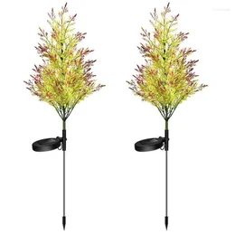 Decorative Flowers Christmas Tree Solar Lights Outdoor Stakes 2 Pack Garden Pine Trees With Multi-Color LED Flash Waterproof
