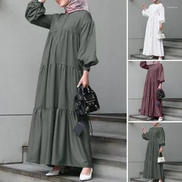 エスニック服イスラム教徒の控えめなドレス女性ファッション長袖ドバイアバヤトルコのローブイスラムラマダンイード服2023秋
