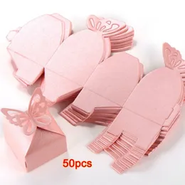 Present Wrap 50st Butterfly Decoration Boite A Dragees Wedding Baptism Birth Rose 230110