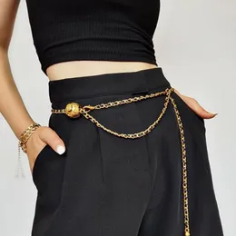Cintos moda moda slim fit Design Party Party Strap Gold Chain Belt Metal Metal Band Dress Vestido de calça