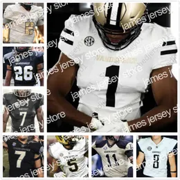 American College Football Wear Vanderbilt Commodores Football Jersey NCAA College 7 Cam Johnson 48 Andre Mintze 74 Chris Williams 2 Deuce Wallace 21 Keyon Brooks men