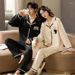 Men's Sleepwear QUHENG Korean Couples Pajamas Sets Cartoon Anime Spring Autumn Women Men Pyjamas 2 Pieces Home Clothing Nightgown Suit