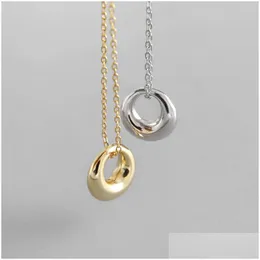 Серебряное подлинное 925 стерлингового геометрического круга ожерелья для женщин.
