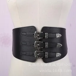 Belts Lady Pu Leather Belt Girls Wide Midjeband Ladies Midje Black Joker Buckle Punk Eloy B-9066