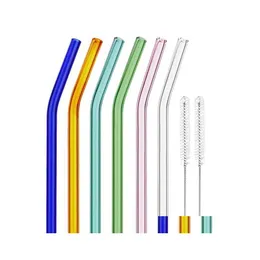 Bere cannucce di vetro trasparente ST Combinazione Colore di protezione ambientale heatresistant 10 200 mm alte gomito di borosilicato d dh4us