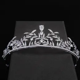 Europejskie i amerykańskie wspaniałe kryształowe korony ślubne Tiaras luksusowa cyrkonia nakrywa główna panna młoda na głowę akcesoria do włosów