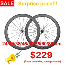 Bike Wheels 700C Carbon Bicycle 35 38 45 50 55 60 80mm 88mm Clincher Tubular Tubeless Road 230109