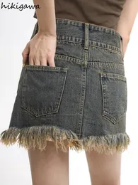 스커트 빈티지 술집 여자 Faldas de Mujer Streetwear 여자의 여름 미니 데님 스커트 패션 Y2K 옷 Bodycon Jupe 230110
