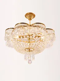 Ceiling Lights European Style Copper Crystal Lamp Bedroom Cloakroom Luxury Villa Entrance Atmospheric Lighting