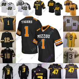 Jerseys de futebol camisas de futebol Missouri Tigers Jersey de futebol NCAA College Aldon Smith Blaine Gabbert Sheldon Richardson Connor Bazelak Barrett Banister