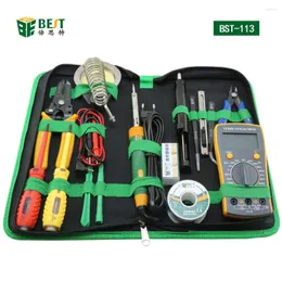 Профессиональные ручные наборы инструментов 16 в 1 домохозяйство с отвертками пайки мультиметр железа и пинцет для ремонта ПК телефона BST-113