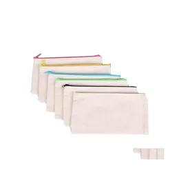 Storage Bags Sublimation Blank Canvas Zipper Student Pencil Case Heat Transfer Diy Painting Handbag Cosmetic Bag Drop Delivery Home Dhhih