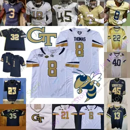 Maglie da calcio Maglia da calcio personalizzata Georgia Tech NCAA College Johnson Curtis Ryans Jeff Sims Jamious Griffin Malachi Carter Marquez Ezzard Dontae Smith